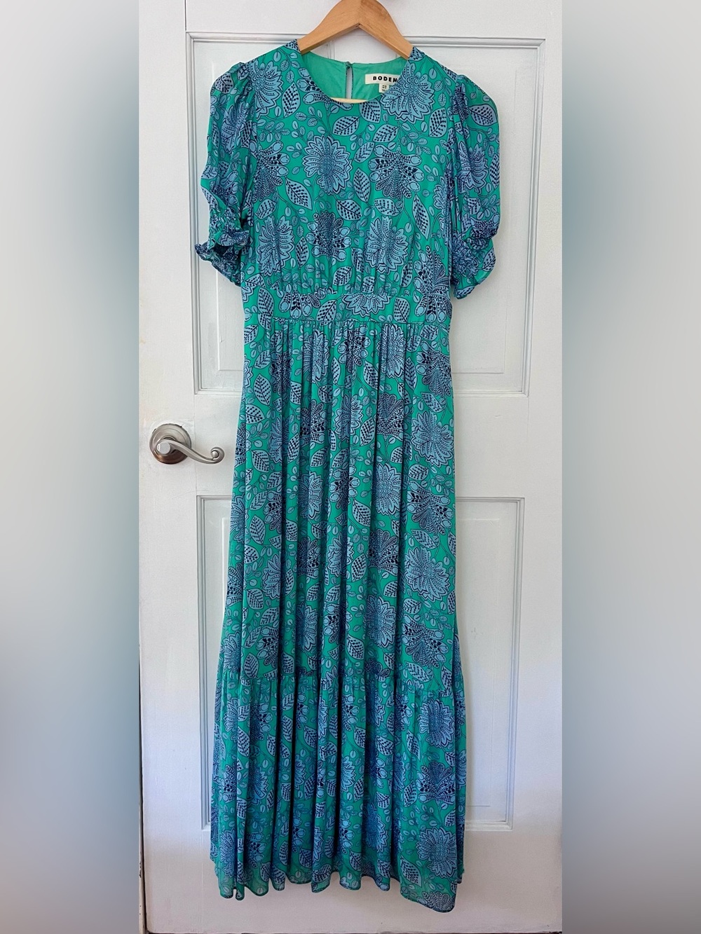 Boden Teal and Navy Floral Maxi Dress